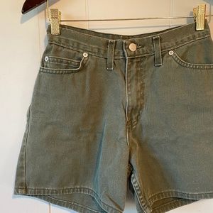 High Waist Green Denim Mom Shorts Size 4
